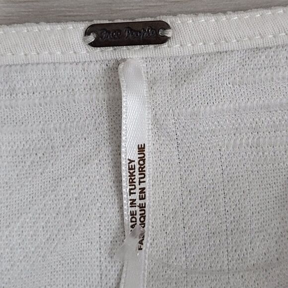 Free People Violet  Mini Dress White M Puff Sleeve Textured Back Tie babydoll - Picture 11 of 15